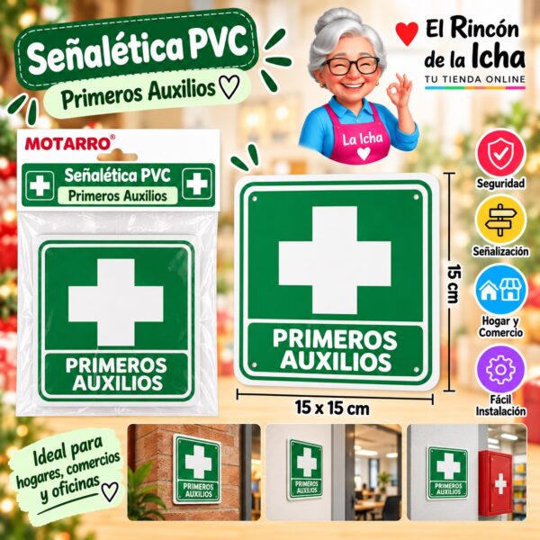RI-0005927 Señalética PVC 15 x 15 cm Primeros Auxilios