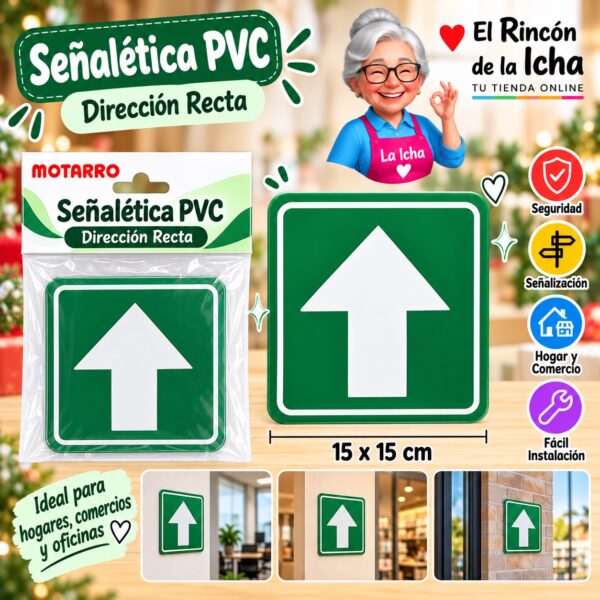 RI-0005928 Señalética PVC 15 x 15 cm Dirección Recta