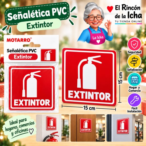 RI-0005930 Señalética PVC 15 x 15 cm Extintor