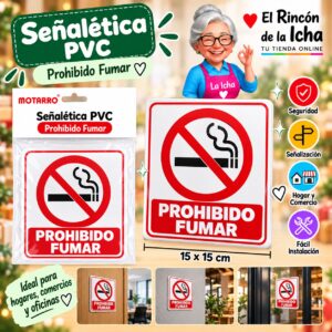 RI-0005933 Señalética PVC 15 x 15 cm Prohibido Fumar