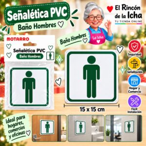 RI-0005937 Señalética PVC 15 x 15 cm Baño Hombres