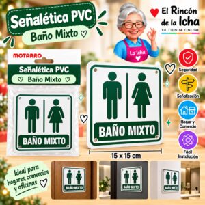 RI-0005939 Señalética PVC 15 x 15 cm Baño Mixto