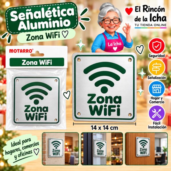RI-0005943 Señalética Aluminio 14 x 14 cm Zona WiFi