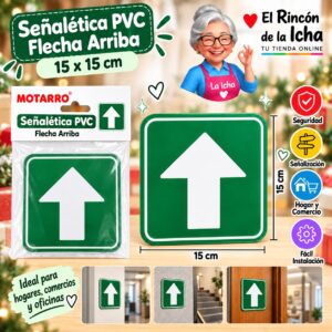 RI-0005948 Señalética PVC 15 x 15 cm Flecha Arriba