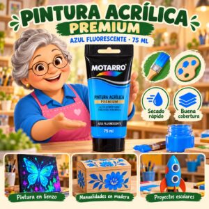 RI-0005957 Pintura Acrílica Motarro Premium 75 ml Azul Fluorescente
