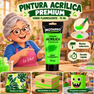 RI-0005958 Pintura Acrílica Motarro Premium 75 ml Verde Fluorescente