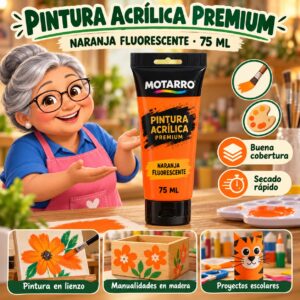 RI-0005959 Pintura Acrílica Motarro Premium 75 ml Naranja Fluorescente