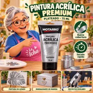 RI-0005962 Pintura Acrílica Motarro Premium 75 ml Plateado