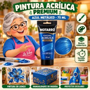 RI-0005963 Pintura Acrílica Motarro Premium 75 ml Azul Metálico