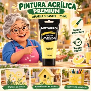 RI-0005964 Pintura Acrílica Motarro Premium 75 ml Amarillo Pastel