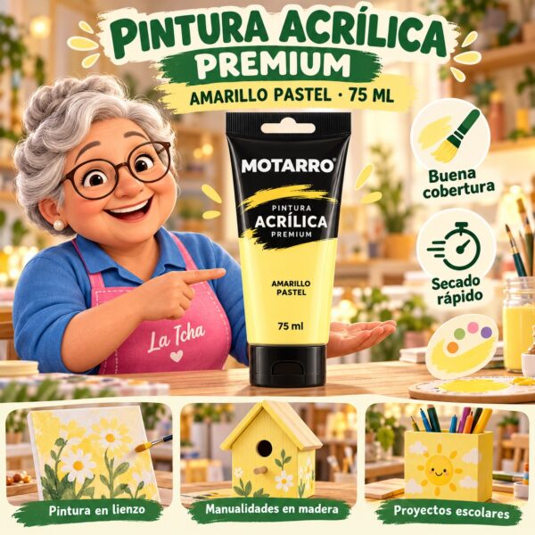 RI-0005964 Pintura Acrílica Motarro Premium 75 ml Amarillo Pastel