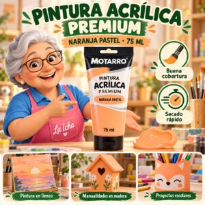 RI-0005967 Pintura Acrílica Motarro Premium 75 ml Naranja Pastel