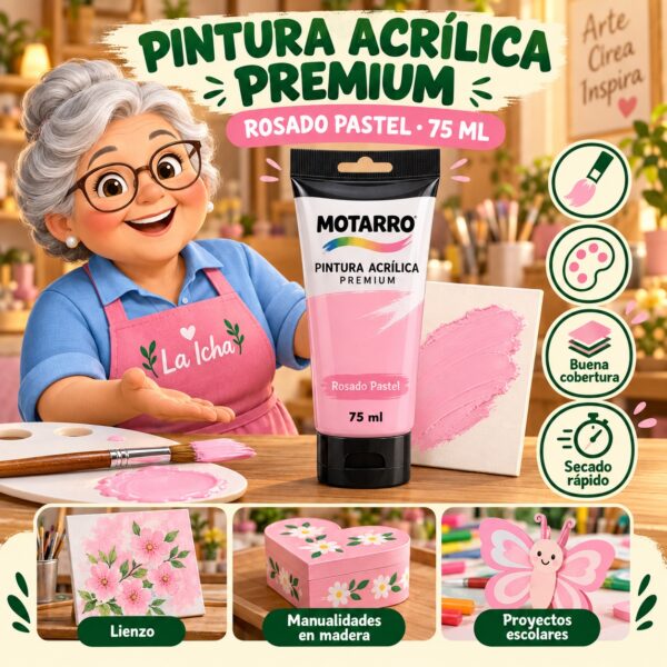 Pintura Acrílica Motarro Premium 75 ml Rosado Pastel
