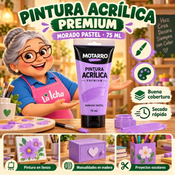 RI-0005969 Pintura Acrílica Motarro Premium 75 ml Morado Pastel