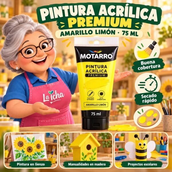RI-0005970 Pintura Acrílica Motarro Premium 75 ml Amarillo Limón