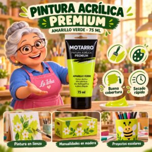 RI-0005972 Pintura Acrílica Motarro Premium 75 ml Amarillo Verde