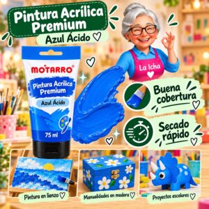 RI-0005981 Pintura Acrílica Motarro Premium 75 ml Azul Ácido
