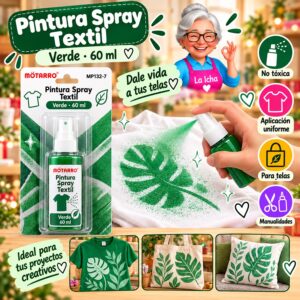 RI-0005988 Pintura Spray Textil Motarro 60 ml Verde