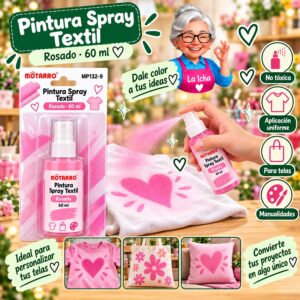 RI-0005989 Pintura Spray Textil Motarro 60 ml Rosado