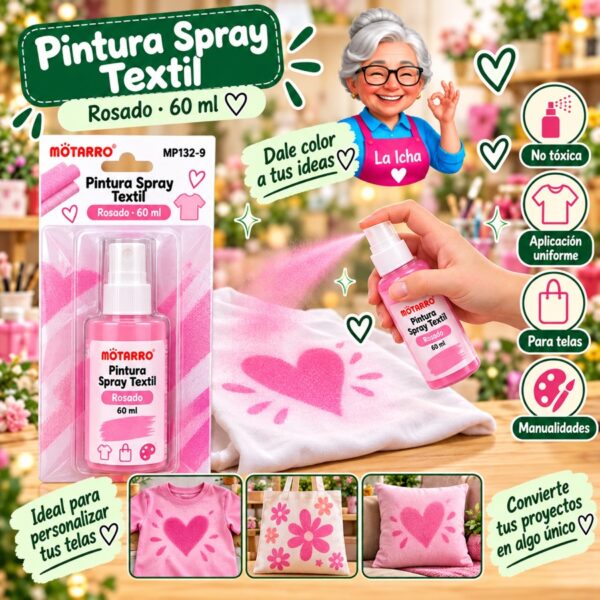 RI-0005989 Pintura Spray Textil Motarro 60 ml Rosado