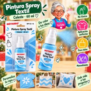 RI-0005992 Pintura Spray Textil Motarro 60 ml Celeste