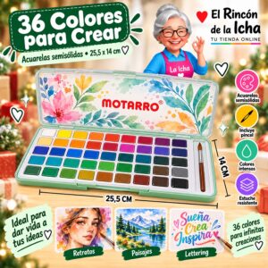 RI-0005996 Set de Acuarelas Semisólidas Motarro 36 Colores con Pincel