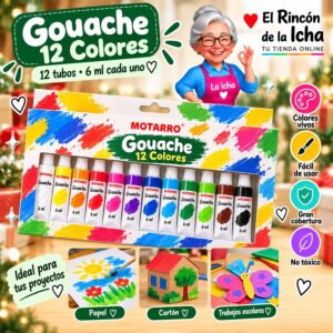 RI-0006004 Set de Pinturas Gouache Motarro 12 Tubos de 6 ml