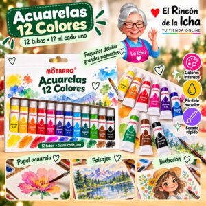 RI-0006007 Set de Pinturas Acuarela Motarro 12 Tubos de 12 ml