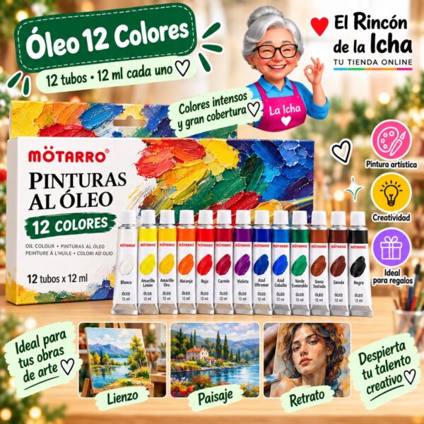 RI-0006009 Set de Pinturas al Óleo Motarro 12 Tubos de 12 ml