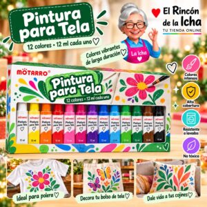 RI-0006010 Set de Pinturas para Tela Motarro 12 Tubos de 12 ml