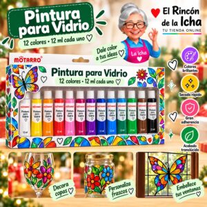 RI-0006011 Set de Pinturas para Vidrio Motarro 12 Tubos de 12 ml