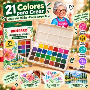 RI-0006014 Set de Acuarelas Sólidas Motarro 21 Colores