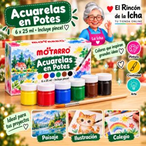 RI-0006018 Set de Pinturas Acuarela Motarro 6 Potes de 25 ml