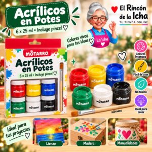 RI-0006021 Set de Pinturas Acrílicas Motarro 6 Potes de 25 ml