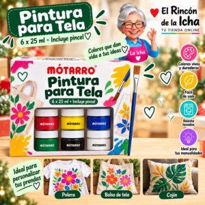 RI-0006022 Set de Pinturas para Tela Motarro 6 Potes de 25 ml
