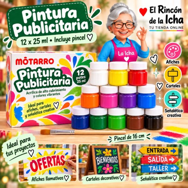 RI-0006026 Set de Pinturas Publicitarias Motarro 12 Potes de 25 ml
