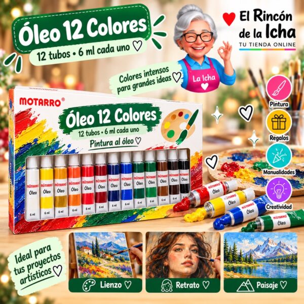 RI-0006029 Set de Pinturas al Óleo Motarro 12 Tubos de 6 ml