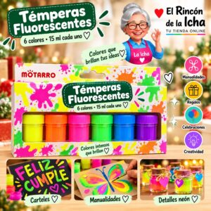 RI-0006031 Set de Témperas Motarro 6 Colores Fluorescentes de 15 ml