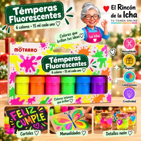 RI-0006031 Set de Témperas Motarro 6 Colores Fluorescentes de 15 ml