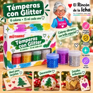 RI-0006032 Set de Témperas Motarro 6 Colores con Glitter de 15 ml