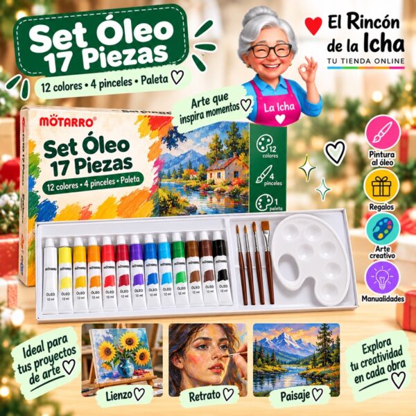 RI-0006036 Set de Pinturas al Óleo Motarro 17 Piezas