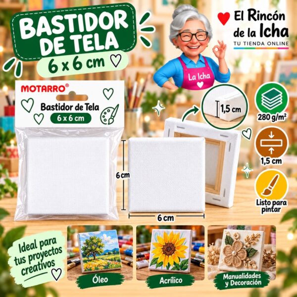 RI-0006043 Bastidor de Tela Blanco Motarro 6 x 6 cm