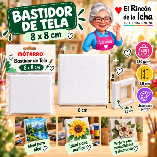 RI-0006044 Bastidor de Tela Blanco Motarro 8 x 8 cm