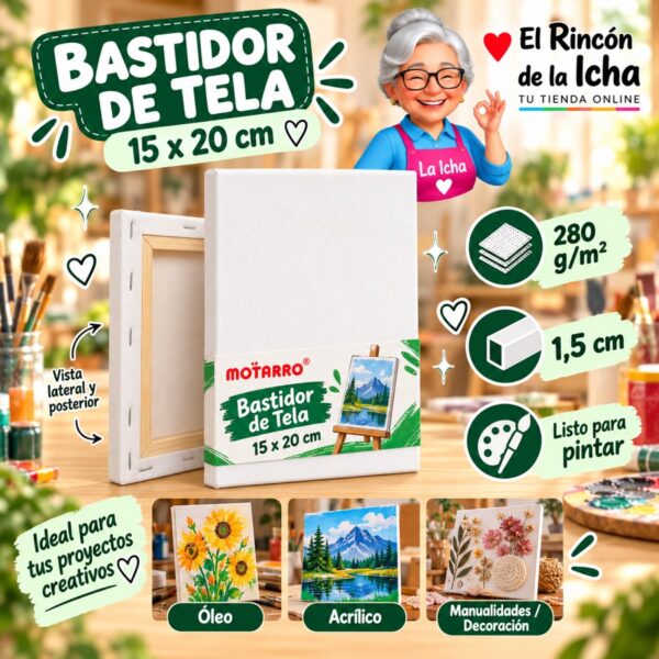 RI-0006045 Bastidor de Tela Blanco Motarro 15 x 20 cm