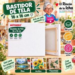 RI-0006047 Bastidor de Tela Blanco Motarro 16 x 16 cm