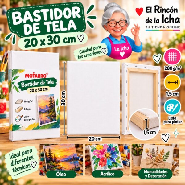 Bastidor de Tela Blanco Motarro 20 x 30 cm