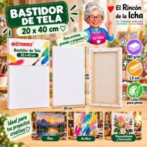 RI-0006050 Bastidor de Tela Blanco Motarro 20 x 40 cm
