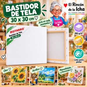 RI-0006052 Bastidor de Tela Blanco Motarro 30 x 30 cm