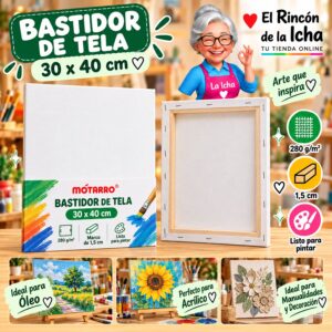 RI-0006053 Bastidor de Tela Blanco Motarro 30 x 40 cm