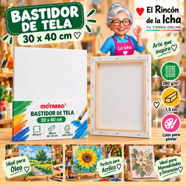 RI-0006053 Bastidor de Tela Blanco Motarro 30 x 40 cm